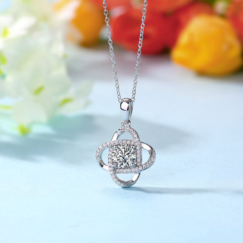 1 Ct Moissanite Diamond Flower Pendant Necklace 925 Sterling Silver