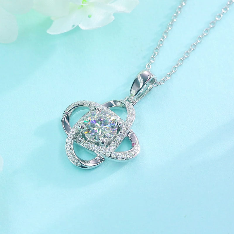 1 Ct Moissanite Diamond Flower Pendant Necklace 925 Sterling Silver