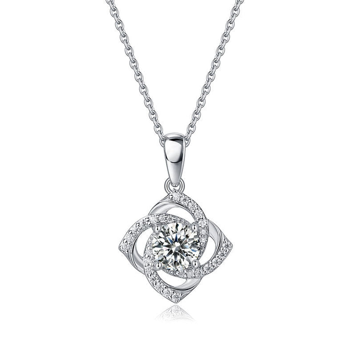 1 Ct Moissanite Diamond Rose Pendant Necklace 925 Sterling Silver