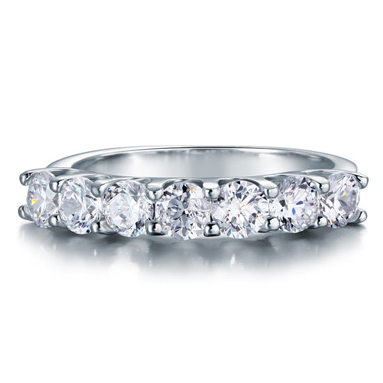 1.75 Carat Seven Stone Solid 925 Sterling Silver Wedding Ring Jewelry