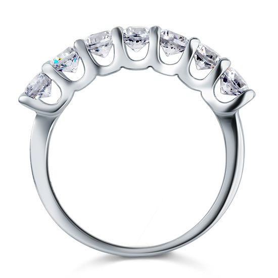 1.75 Carat Seven Stone Solid 925 Sterling Silver Wedding Ring Jewelry