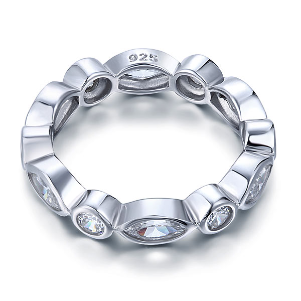 Marquise Solid 925 Sterling Silver Ring Eternity Band Wedding Jewelry