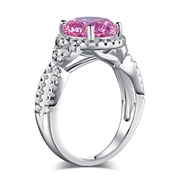 3 Carat Fancy Pink Simulated Diamond 925 Sterling Silver Wedding Engagement Luxury Ring Promise Anniversary