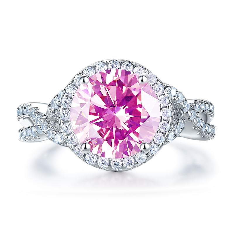 3 Carat Fancy Pink Simulated Diamond 925 Sterling Silver Wedding Engagement Luxury Ring Promise Anniversary