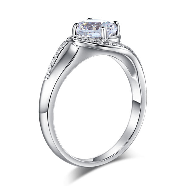 Twist Curl 925 Sterling Silver Wedding Engagement Ring 1.25 Ct Simulated Diamond