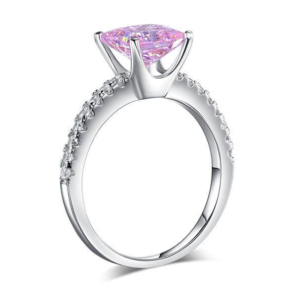 1.5 Ct Fancy Pink Simulated Diamond 925 Sterling Silver Wedding Ring Promise Anniversary