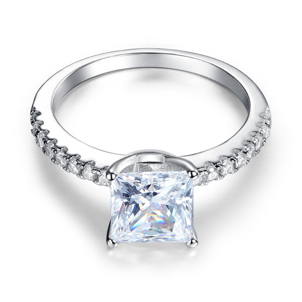 1.5 Ct Princess Cut Simulated Diamond 925 Sterling Silver Wedding Ring Engagement Promise Anniversary