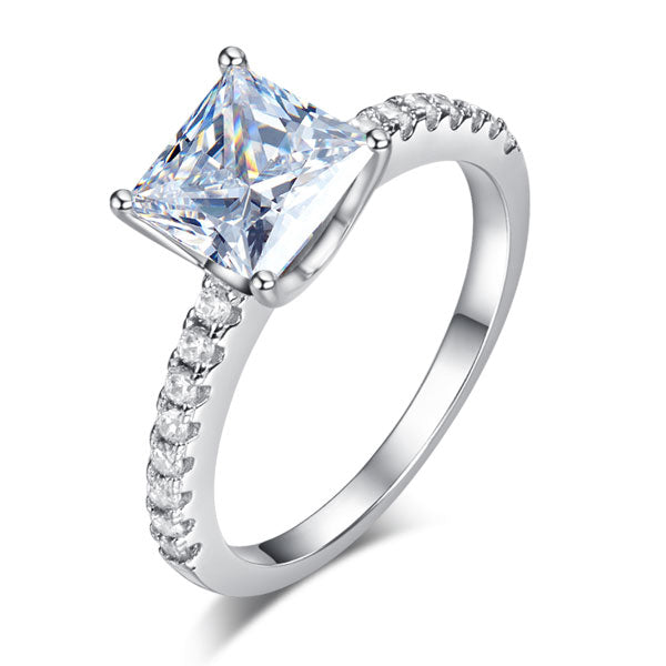 1.5 Ct Princess Cut Simulated Diamond 925 Sterling Silver Wedding Ring Engagement Promise Anniversary