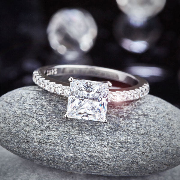 1.5 Ct Princess Cut Simulated Diamond 925 Sterling Silver Wedding Ring Engagement Promise Anniversary