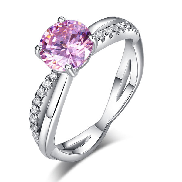 925 Sterling Silver Wedding Promise Anniversary Ring 1.25 Ct Fancy Pink Simulated Diamond