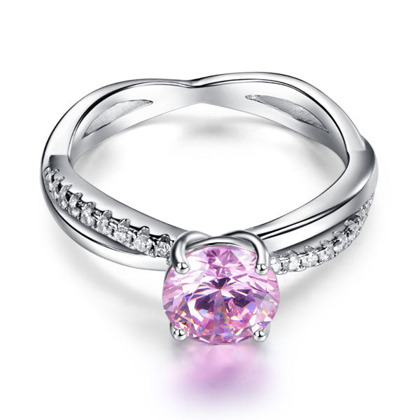925 Sterling Silver Wedding Promise Anniversary Ring 1.25 Ct Fancy Pink Simulated Diamond