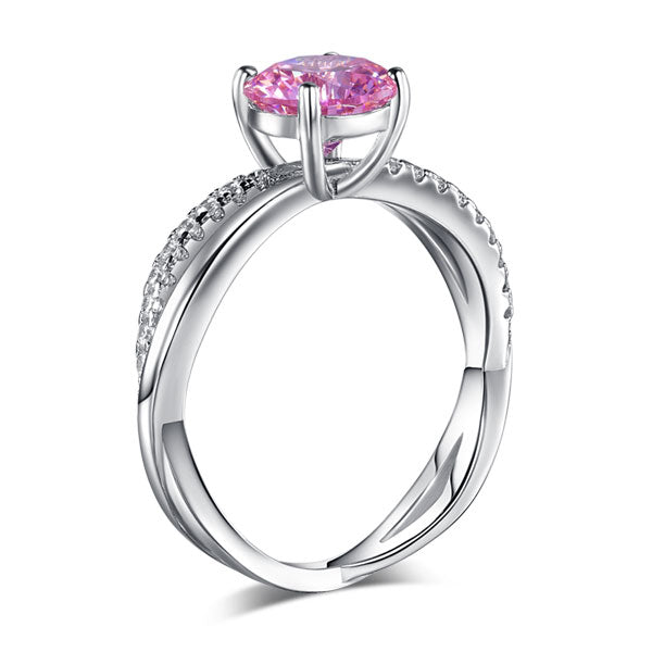 925 Sterling Silver Wedding Promise Anniversary Ring 1.25 Ct Fancy Pink Simulated Diamond