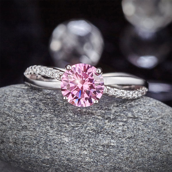 925 Sterling Silver Wedding Promise Anniversary Ring 1.25 Ct Fancy Pink Simulated Diamond