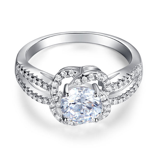Floral 925 Sterling Silver Wedding Promise Engagement Ring 1 Ct Simulated Diamond Jewelry