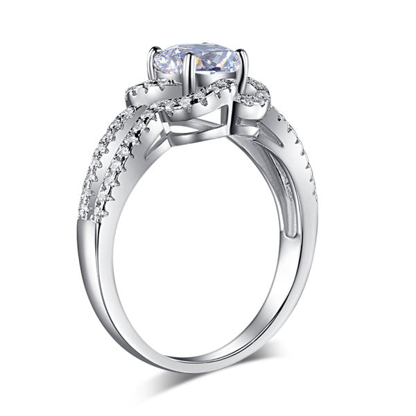 Floral 925 Sterling Silver Wedding Promise Engagement Ring 1 Ct Simulated Diamond Jewelry