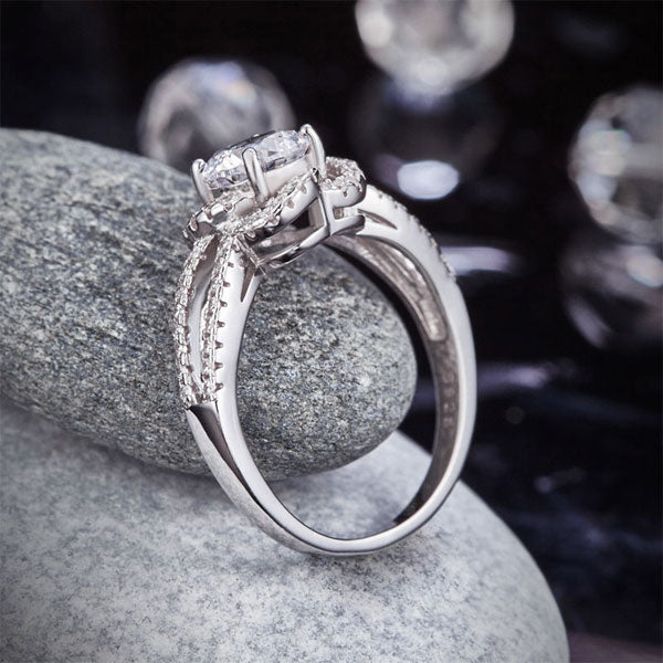 Floral 925 Sterling Silver Wedding Promise Engagement Ring 1 Ct Simulated Diamond Jewelry