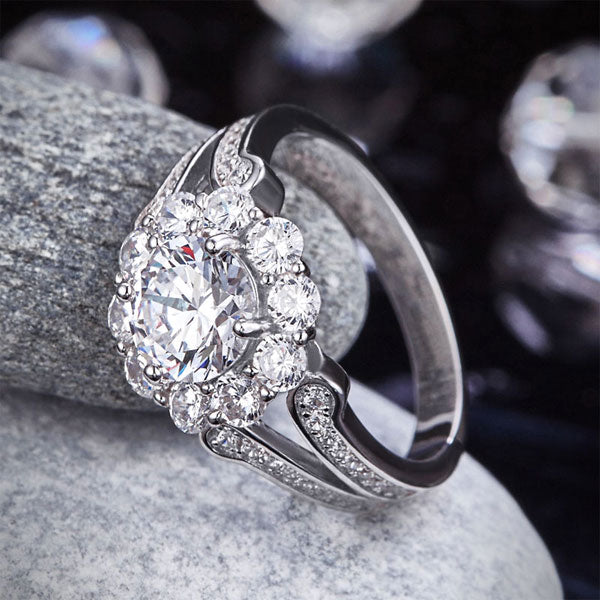 Art Deco Vintage style 925 Sterling Silver Wedding Ring 1.25 Ct Simulated Diamond Promise Anniversary