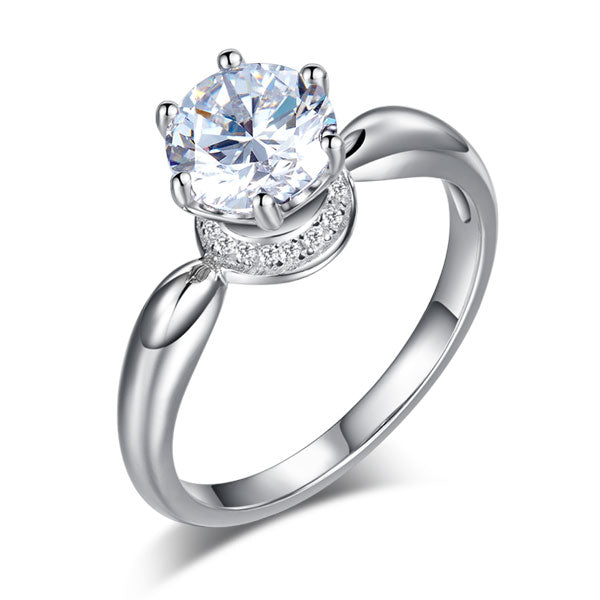 6 Claws Crown 925 Sterling Silver Wedding Promise Anniversary Ring 1.25 Ct Simulated Diamond Jewelry