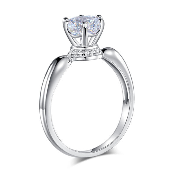 6 Claws Crown 925 Sterling Silver Wedding Promise Anniversary Ring 1.25 Ct Simulated Diamond Jewelry