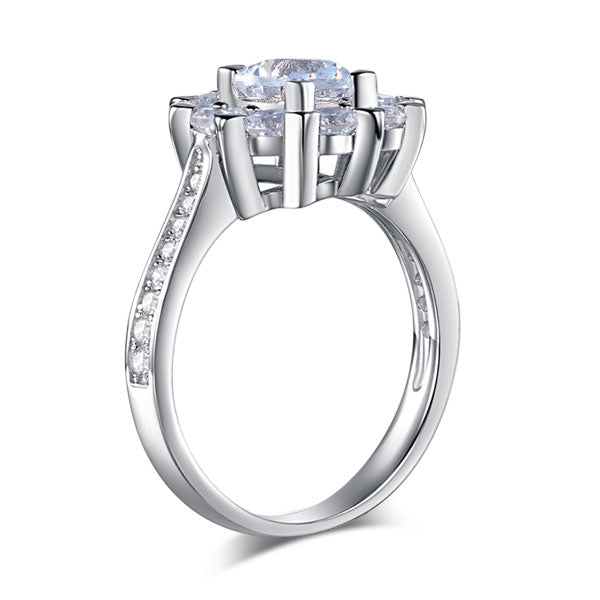 Snowflake 925 Sterling Silver Wedding Promise Anniversary Ring 1 Ct Simulated Diamond