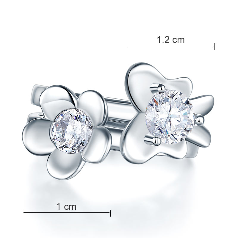 Solid 925 Sterling Silver 2-Pcs Butterfly Flower Ring Set Lady Jewelry 2017 New Design