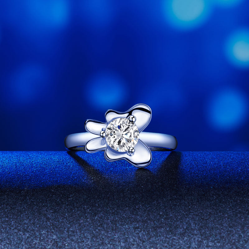 Solid 925 Sterling Silver 2-Pcs Butterfly Flower Ring Set Lady Jewelry 2017 New Design