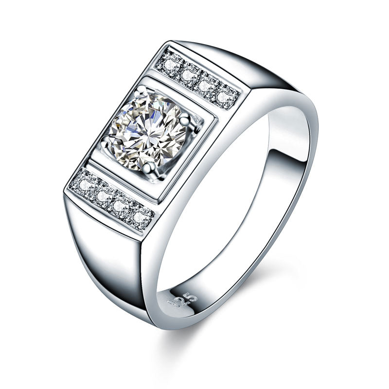 Men's Wedding Band Solid Sterling 925 Silver Ring Bridal Jewelry 1 Carat