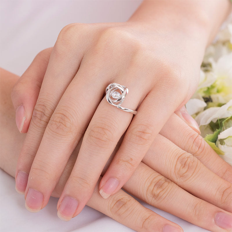 Dancing Stone Woven Solid 925 Sterling Silver Ring New Style