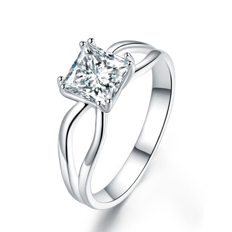 Princess Cut 1 Ct Solid 925 Sterling Silver Ring Promise Anniversary Engagement Wedding Jewelry