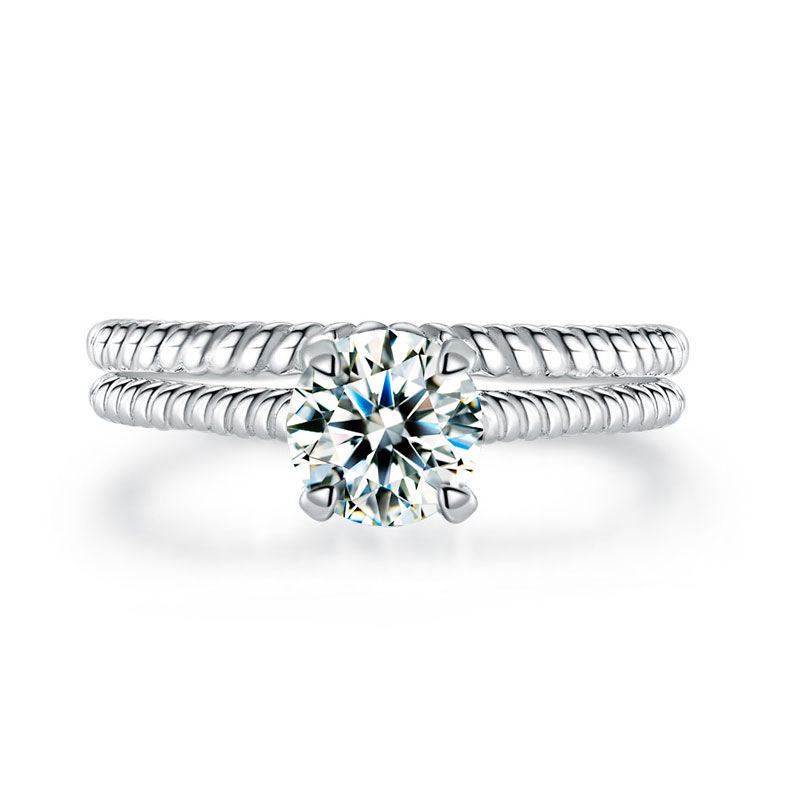 Promise Engagement 2-PC Solid Sterling 925 Silver Twist Solitaire Ring Set Bridal Jewelry