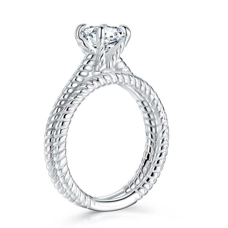 Promise Engagement 2-PC Solid Sterling 925 Silver Twist Solitaire Ring Set Bridal Jewelry