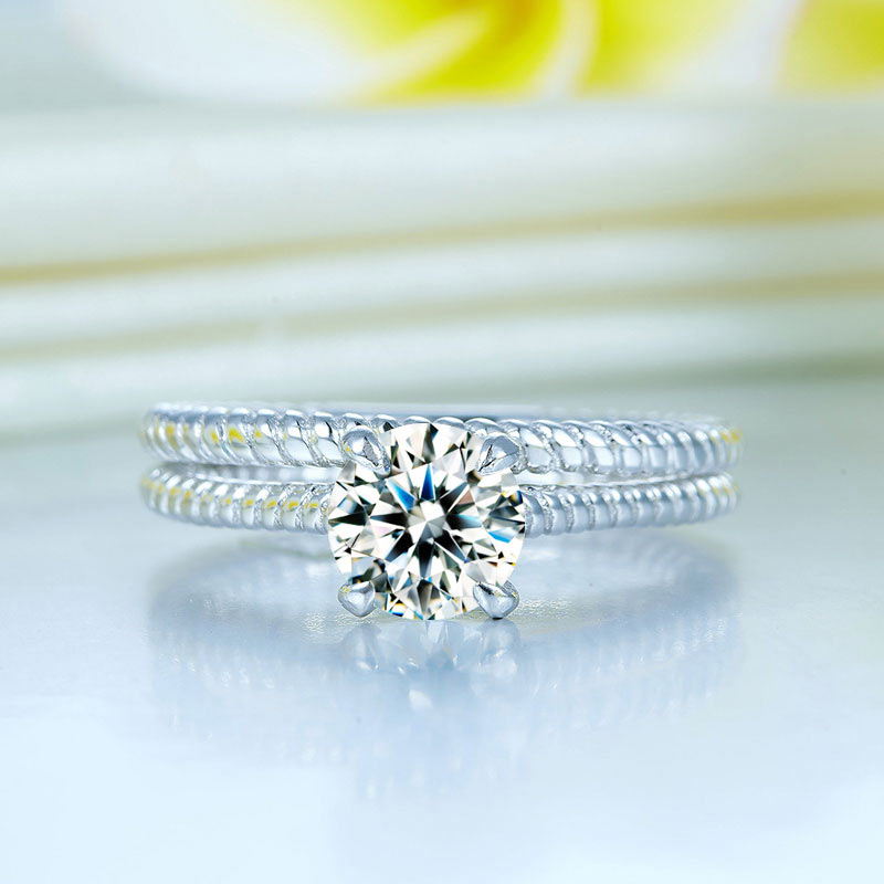 Promise Engagement 2-PC Solid Sterling 925 Silver Twist Solitaire Ring Set Bridal Jewelry