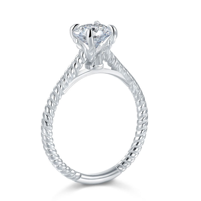 Promise Engagement 2-PC Solid Sterling 925 Silver Twist Solitaire Ring Set Bridal Jewelry