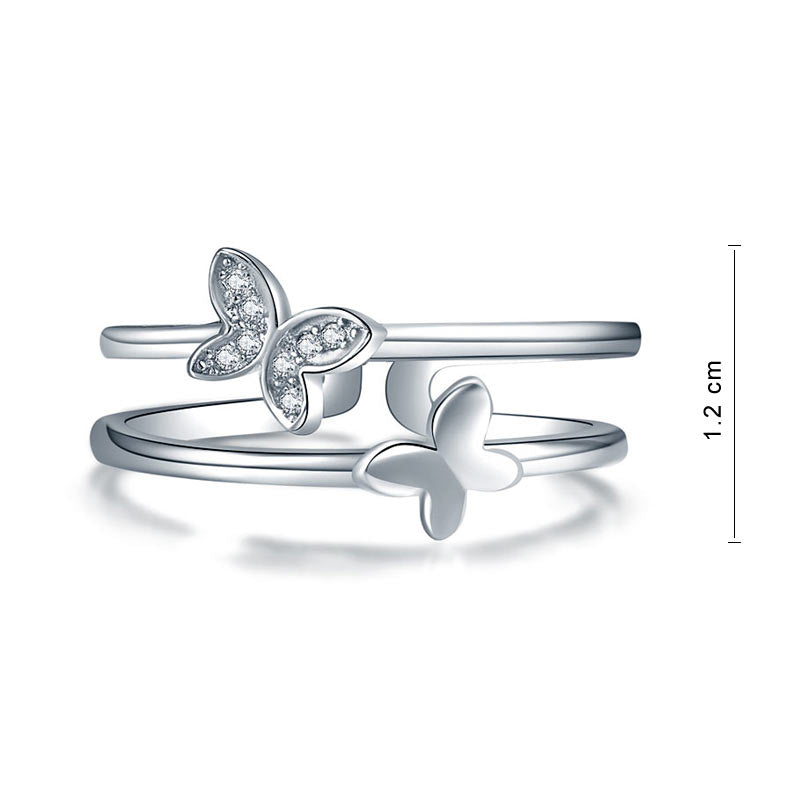 Solid 925 Sterling Silver Ring Band Fashion Butterfly 2017 New Style for Girls Ladies