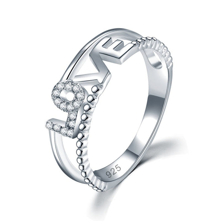 Solid 925 Sterling Silver Ring Band Fashion LOVE 2018 New Style for Girls / Ladies