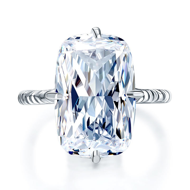 Solid 925 Sterling Silver Luxury Ring Solitaire 8.5 Carat Wedding Engagement Party Pageant Jewelry