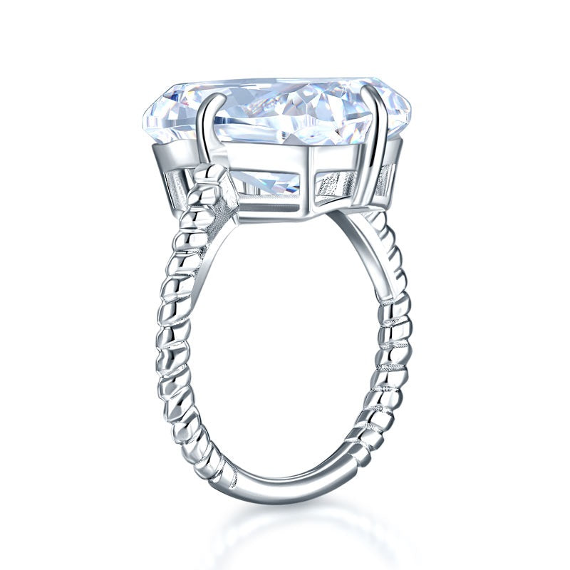Solid 925 Sterling Silver Luxury Ring Solitaire 8.5 Carat Wedding Engagement Party Pageant Jewelry
