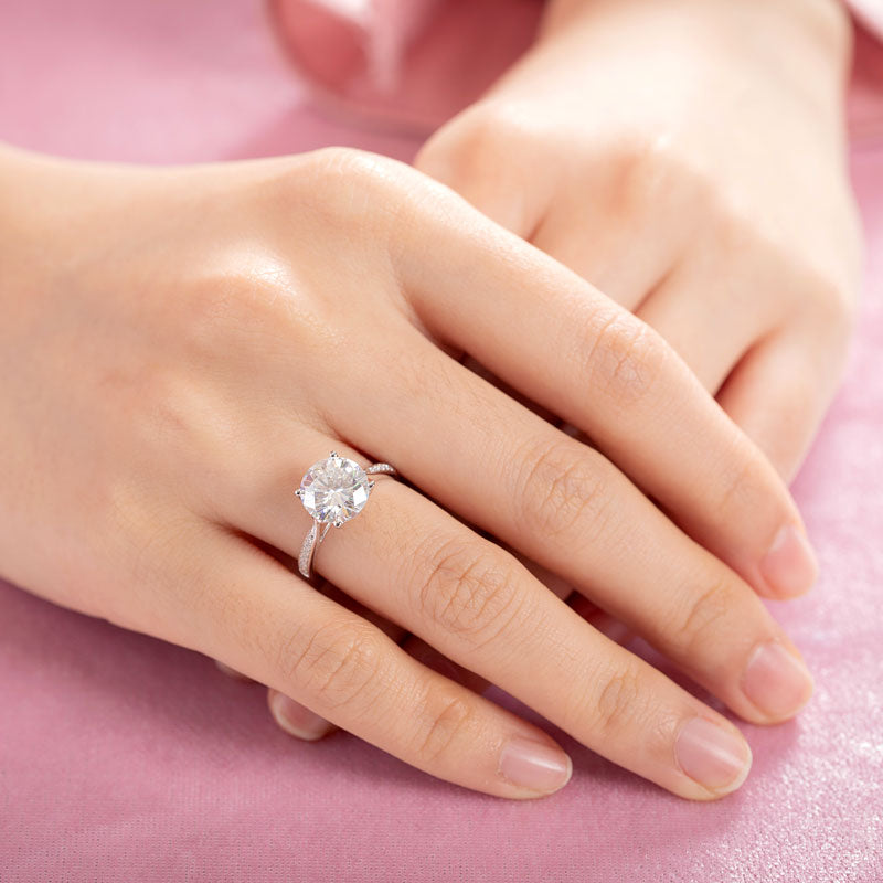 3 Carat Moissanite Diamond (9 mm) Luxury Ring Engagement 925 Sterling Silver