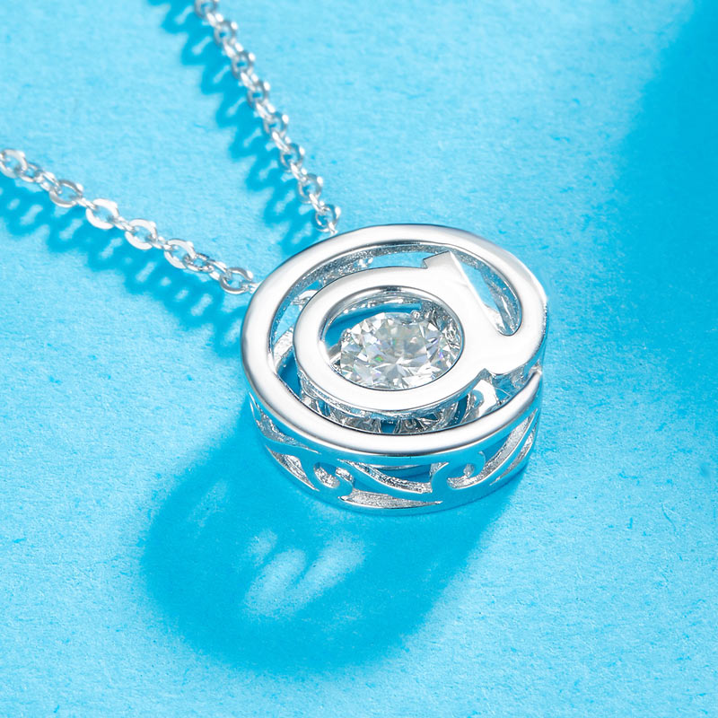 Pendant Moissanite Diamond Dancing Stone Necklace 925 Sterling Silver