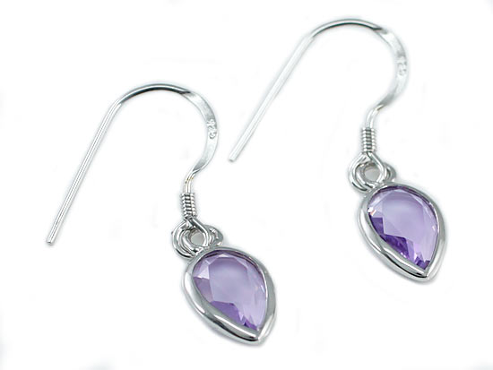 3 Carat Genuine Purple Pear Cut Amethyst 925 Sterling Silver Dangle Fine Earrings