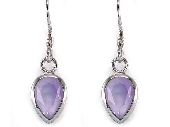 3 Carat Genuine Purple Pear Cut Amethyst 925 Sterling Silver Dangle Fine Earrings