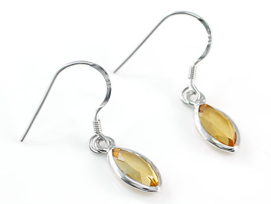 2 Carat Genuine Yellow Citrine 925 Sterling Silver Dangle Fine Earrings