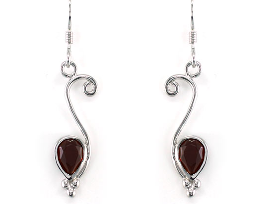 1.5 Carat Genuine Dark Red Garnet 925 Sterling Silver Dangle Fine Earrings