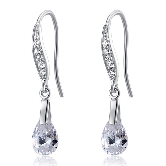 2 Carat Pear Cut Simulated Diamond 925 Sterling Silver Dangle Earrings