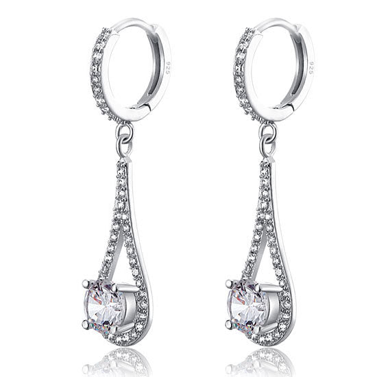 1 Carat Round Cut Solid 925 Sterling Silver Bridal Wedding Dangle Earrings Jewelry