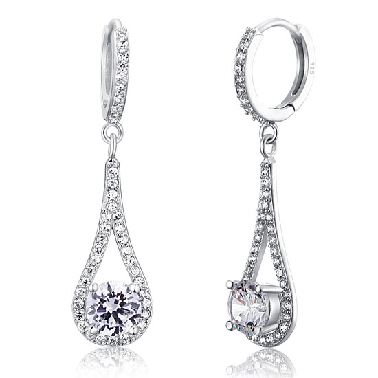 1 Carat Round Cut Solid 925 Sterling Silver Bridal Wedding Dangle Earrings Jewelry