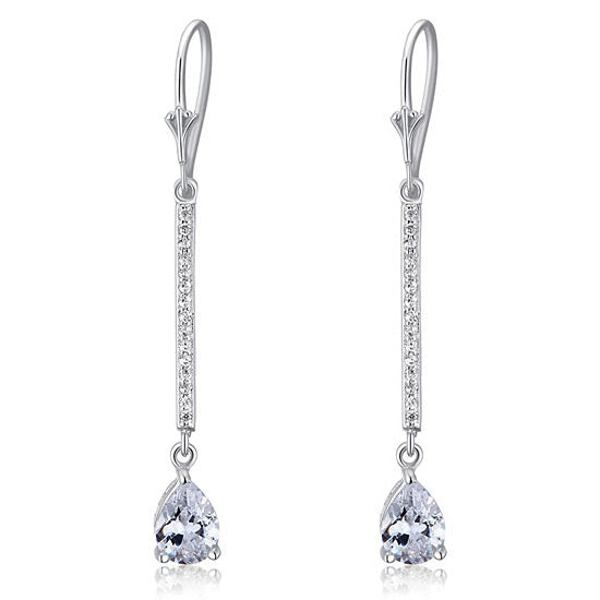 1 Carat Pear Cut Simulated Diamond  925 Sterling Silver Dangle Earrings