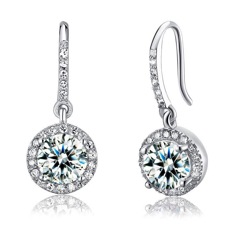 1.5 Carat Simulated Diamond 925 Sterling Silver Dangle Earrings