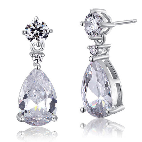 3 Carat Pear Cut Simulated Diamond 925 Sterling Silver Dangle Earrings