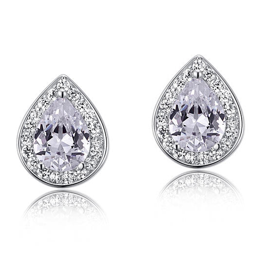 1 Carat Pear Cut Simulated Diamond 925 Sterling Silver Stud Earrings